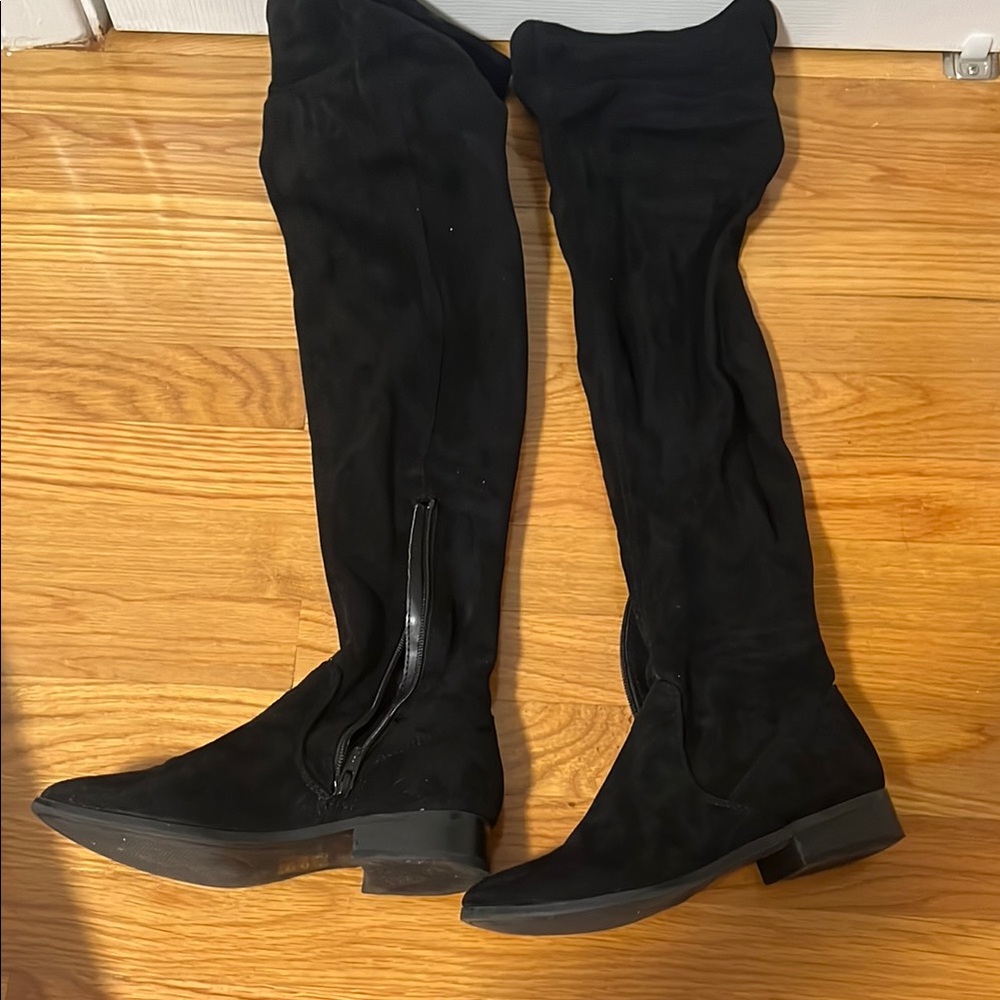 Aldo Black Over the Knee Boots with Slouchy Design and Flat Sole